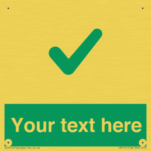 Custom green background, green tick sign